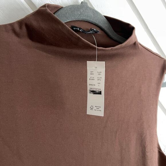 J.Crew Fitted Knit Mockneck Dress with Poplin Skirt Mixty Brown Size Large NWT - Picture 5 of 7